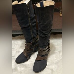 CATO Black and Brown Strappy Boots